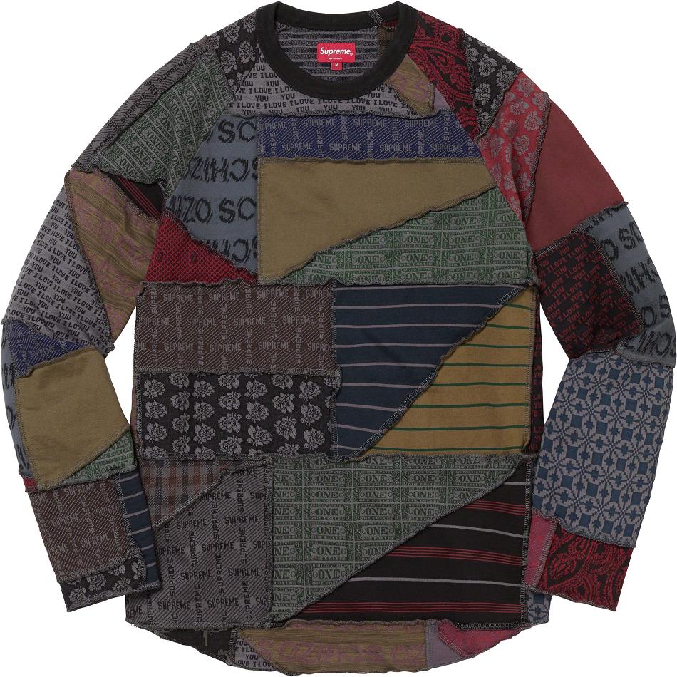 Black / Multicolor Supreme Patchwork Jacquard L/S Top Sweaters | Supreme 304YU